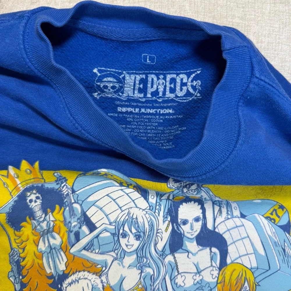 Onepiece Blue and Yellow Graphic Crewneck Sweater